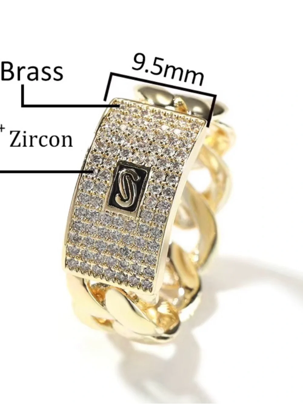 New 14k Gold Plated Pavé Signet Ring for Men - Size7, 8 and 9